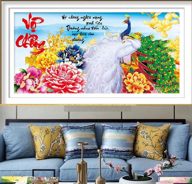 Tranh đính đá mẫu mới vợ chồng-kt: 91x54