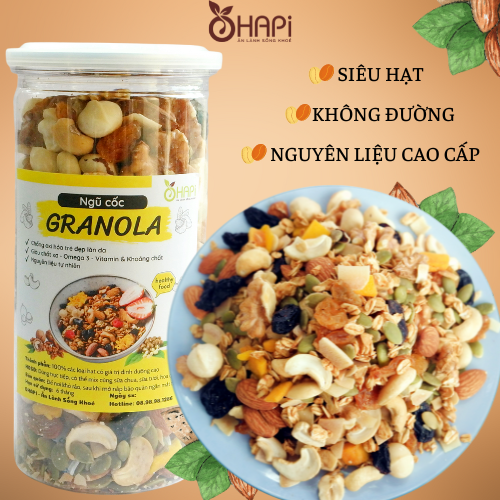 Granola siêu hạt không đường Hạt ngũ cốc dinh dưỡng granola yến mạch ngũ