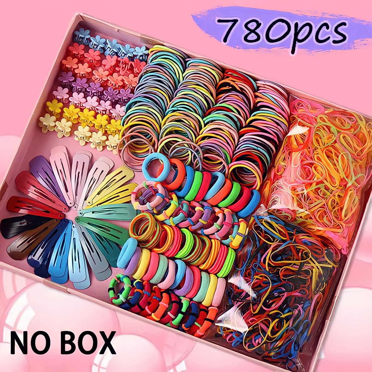 Set hộp dây cột tóc 780 món cho bé gái siêu dễ thương
