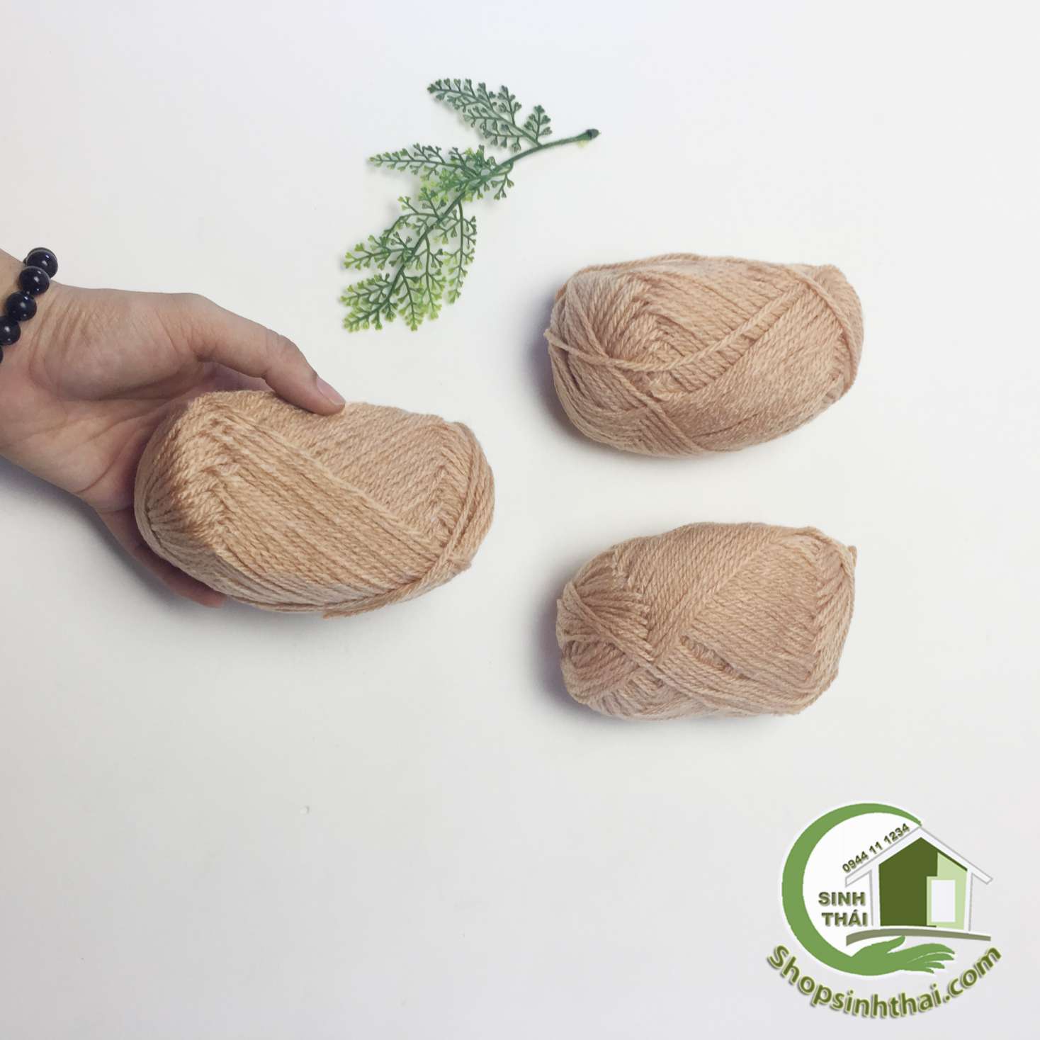 [HCM]Len sợi đan móc màu cafe sữa