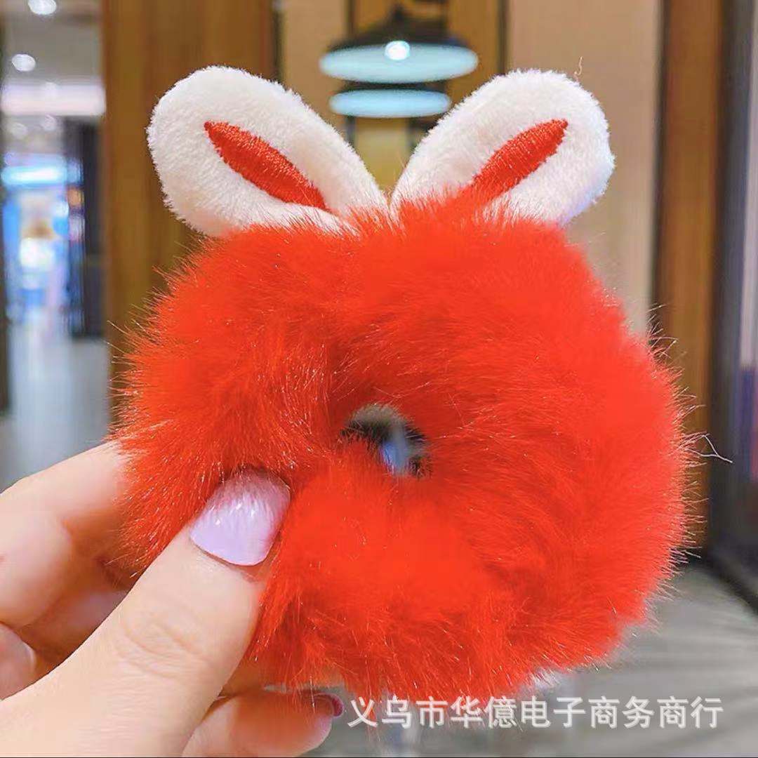 Dây Cột Tóc Hình Tai Thỏ Lông Mềm Mại Siêu Dễ Thương