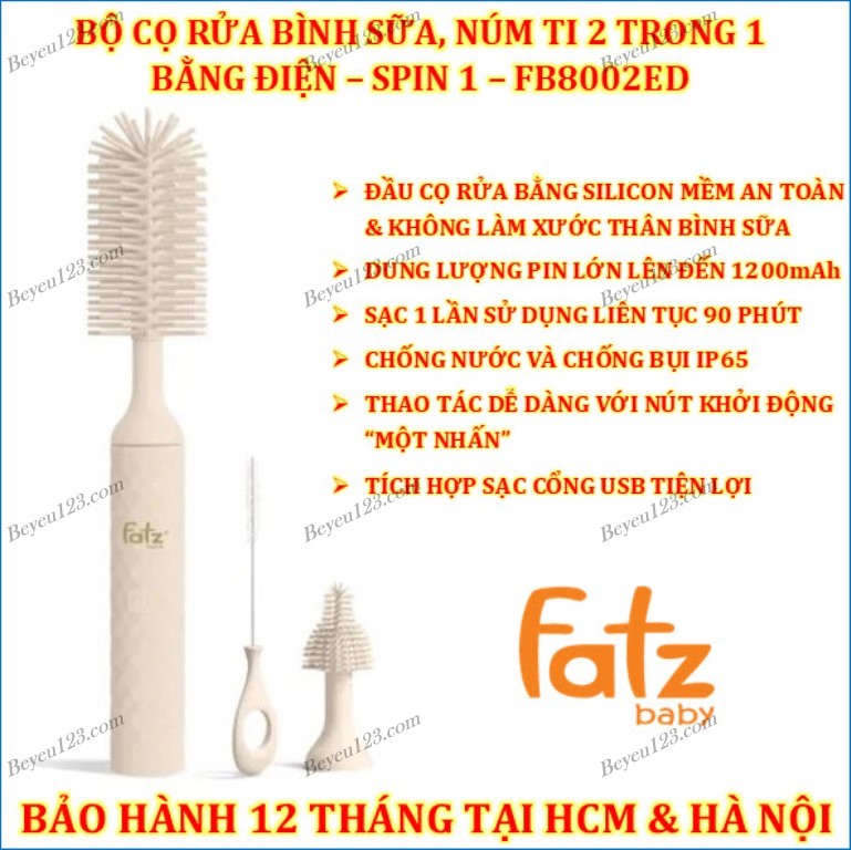 Bộ cọ rửa bình sữa núm ti điện fatzbaby fatz fb8002ed mgg