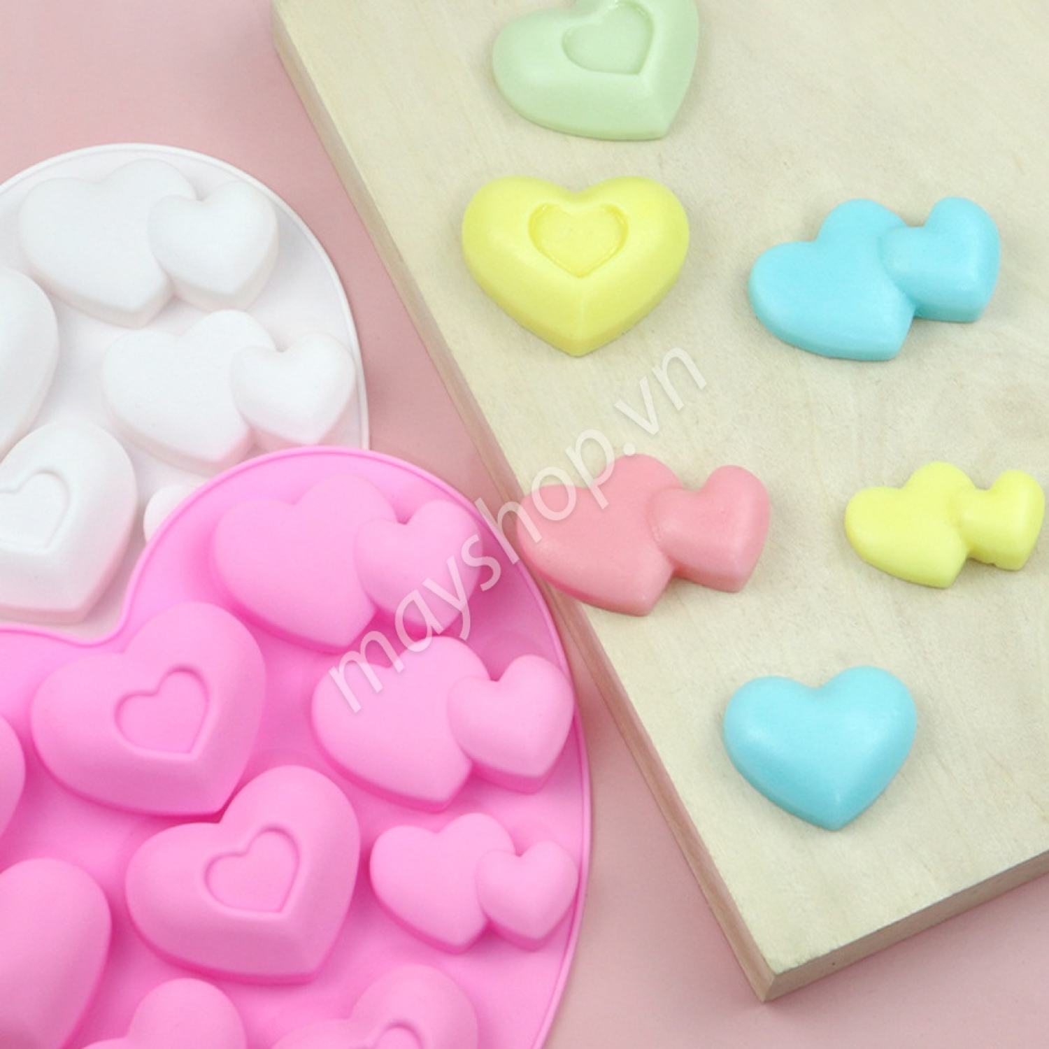 Khuôn silicone 9 tim & tim đôi
