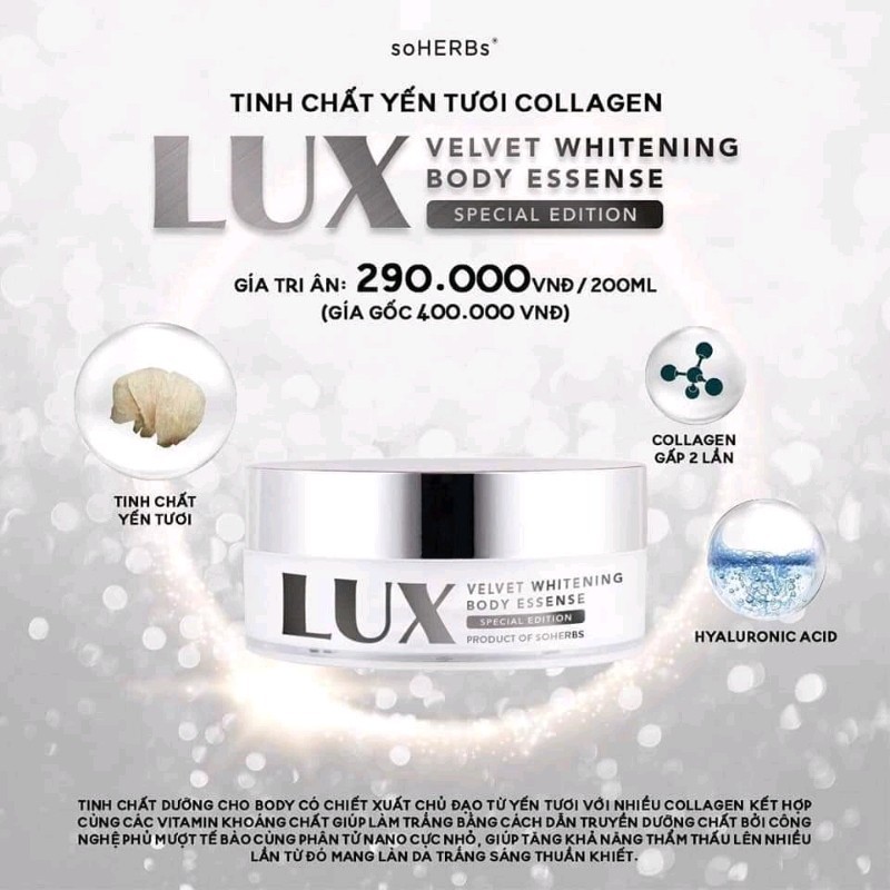 [HCM] KEM DƯỠNG TRẮNG DA TINH CHẤT YẾN BODY LUX 200ML