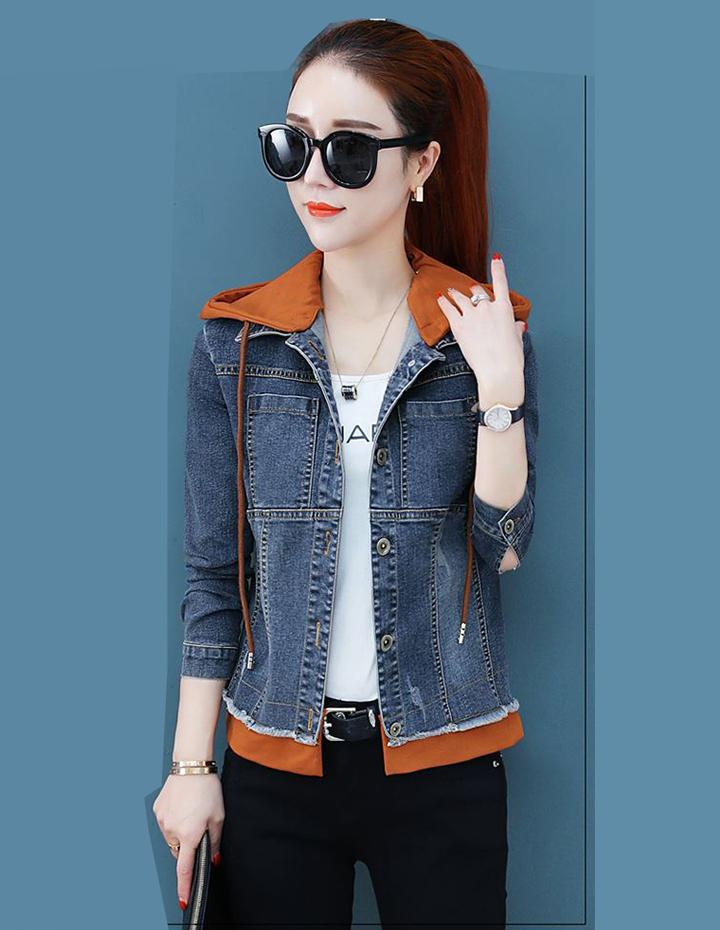 Áo Khoác Jean Nữ Nón Nâu Thời Trang