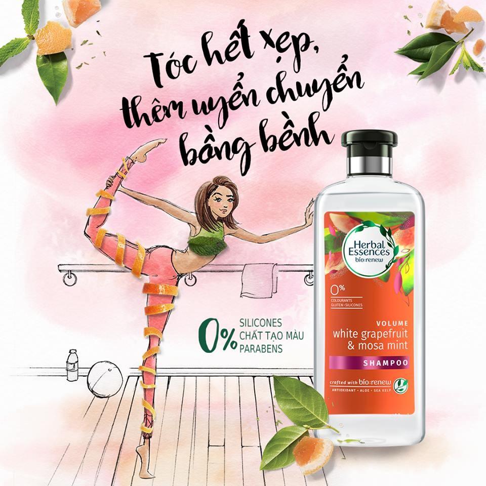 Dầu Gội Cao Cấp Herbal Essences Bưởi và Bạc Hà 400ml