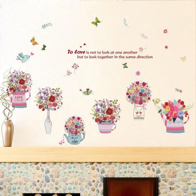 Decal dán tường mẫu bình hoa trang trí