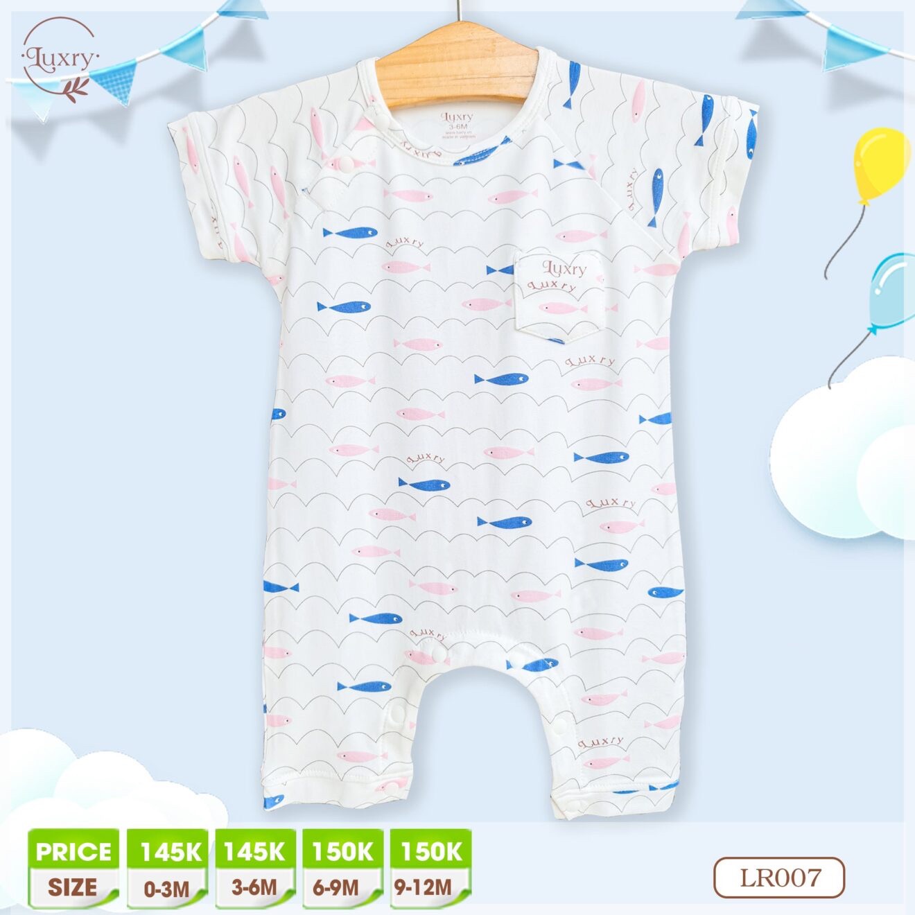 Bodysuit Cộc Cài Lệch Dành Cho Bé Sơ Sinh