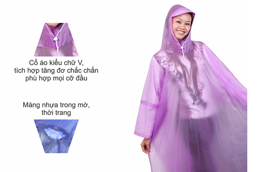 Áo Mưa Rando Cổ Rùa Trong Màu