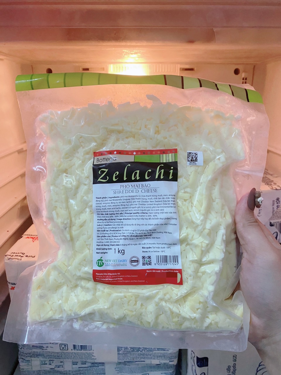 (GIAO HÀNG NHANH 4H/HỎA TỐC CHỈ GIAO HCM) Phô mai bào sợi mozzarella Zelachi 1kg