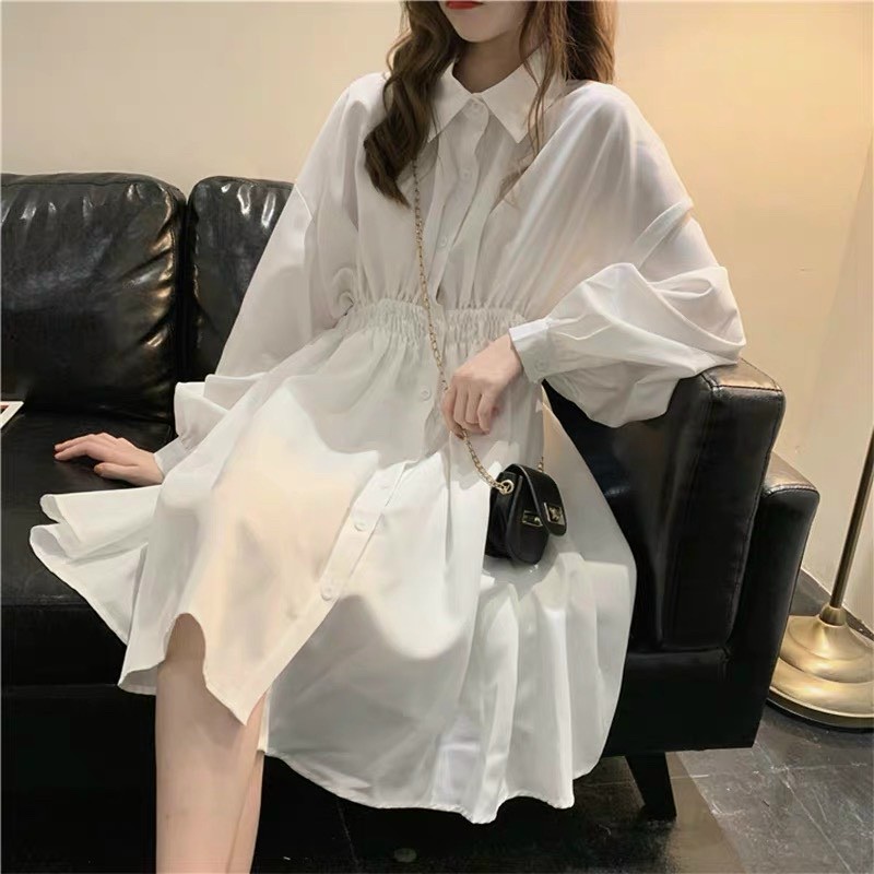Đầm Sơ Mi Chun Eo Siêu Xinh Fix Mọi Dáng
