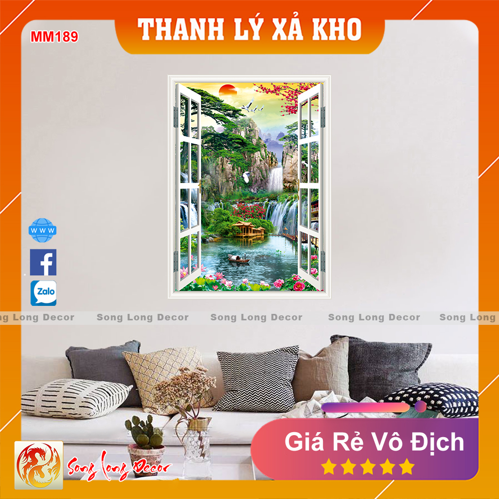 Tranh dán tường 3d Sơn thủy hữu tình MM189 - Giấy dán tường 3d