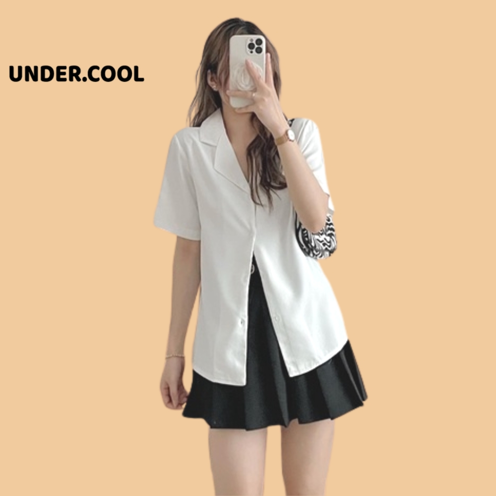 Áo sơ mi cổ vest cộc tay đũi lụa UNDERCOOL