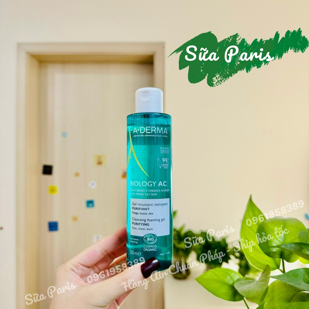 Sữa rửa mặt Aderma Purifying, sữa rửa mặt A Derma Phys-Ac dành cho da nhạy cảm, da mụn 200-400ml, chuẩn Pháp_Sữa