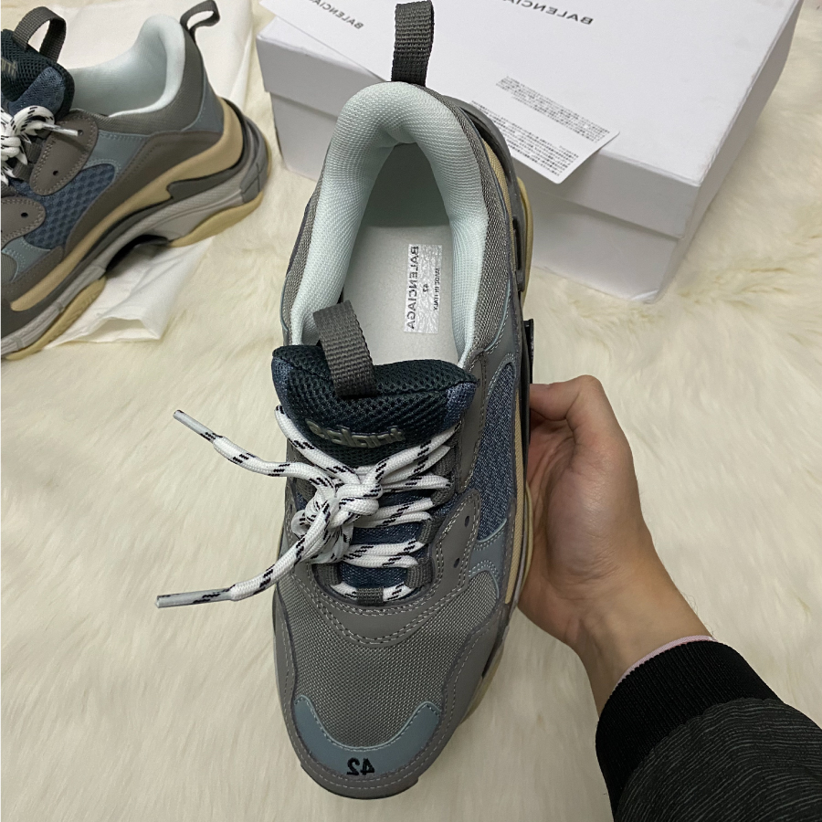 [Full Box & Tặng Vớ] Giày thể thao Sneaker Balenciga TripleS Ghi bạc