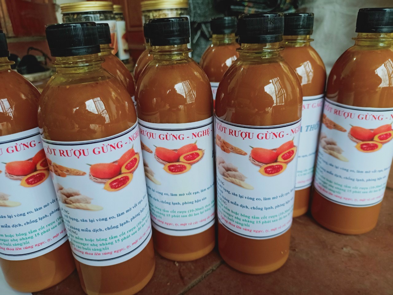 1 lít Ruou Gừng Nghệ Hạt gấc hạ thổ