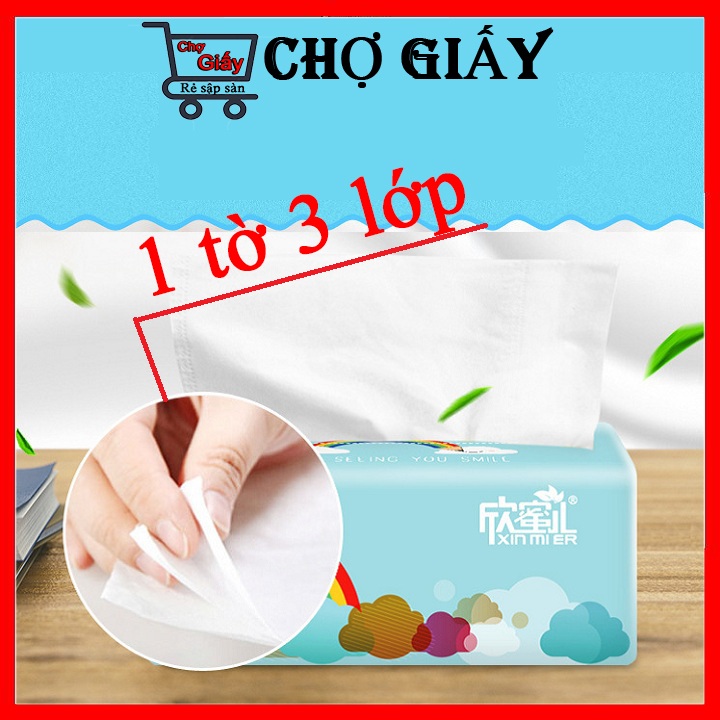 Giấy ăn cầu vồng Xin Mier 3 lớp siêu dai thùng 30 gói