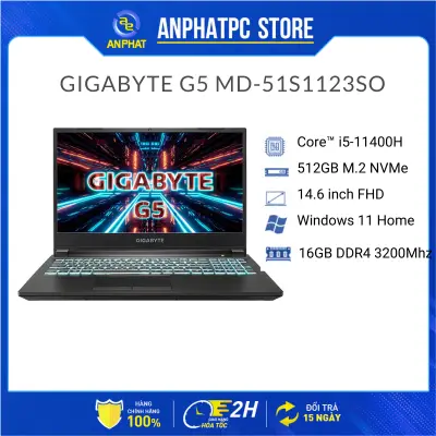 Laptop GIGABYTE G5 MD-51S1123SO (Core™ i5-11400H | 16GB | 512GB | RTX 3050Ti 4GB | 15.6 inch FHD | Win 11 | Đen)