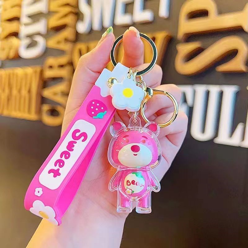 Móc Khóa Gấu Dâu Dây treo Key Chain Đeo Balo