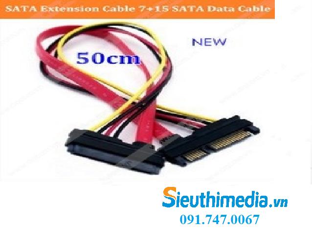 Cáp nối dài SATA+Power 50cm cho HDD, SSD, DVD