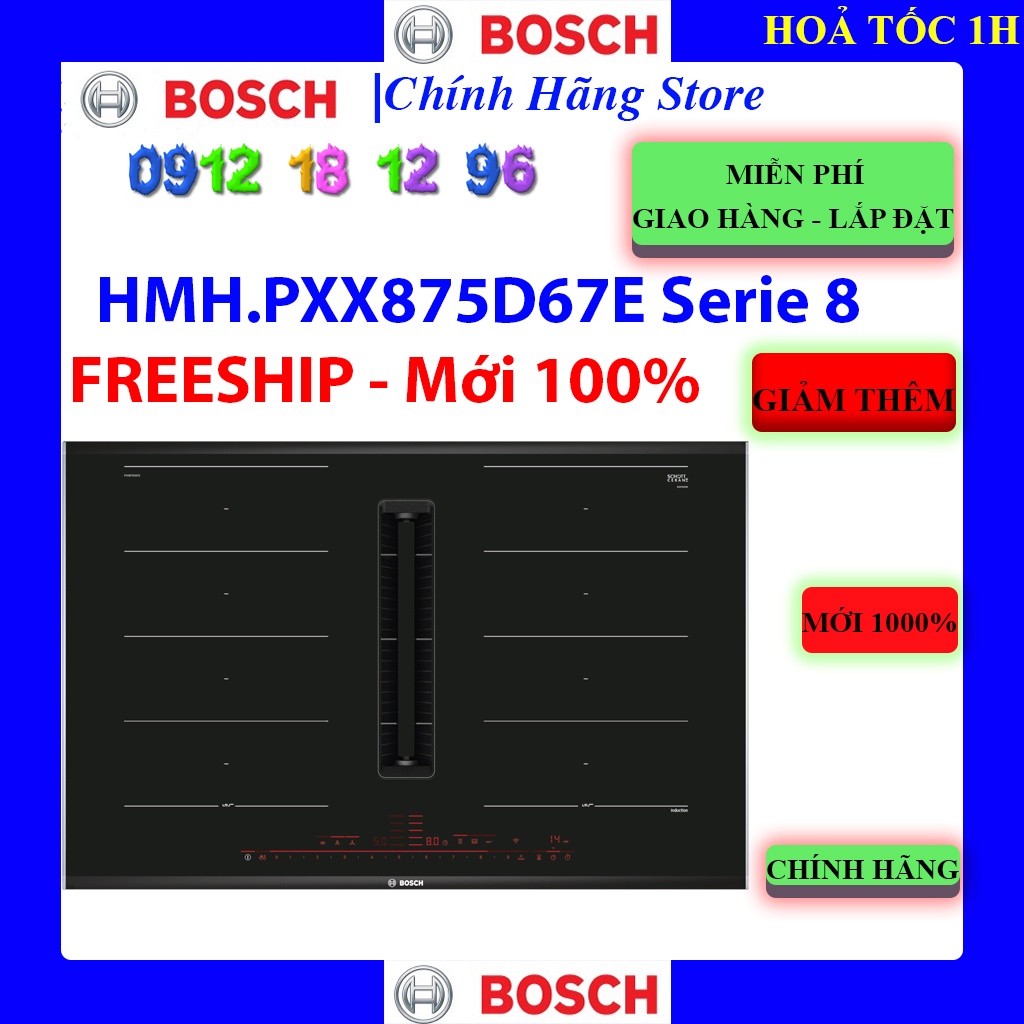 Bosch pxx875d67e - bếp từ kết hợp hút mùi home connect hmh.pxx875d67e serie 8