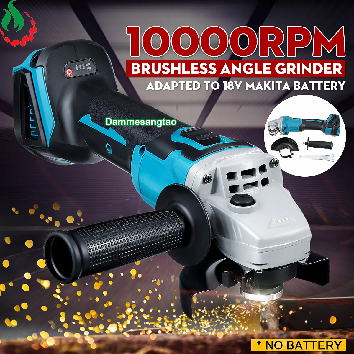 Thân máy mài góc dùng pin 18V không chổi than (Mẫu 2) (Không pin sạc)