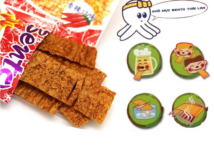 Khô Mực Bento Đỏ Thái Lan Dạng Dây 13 Bịch
