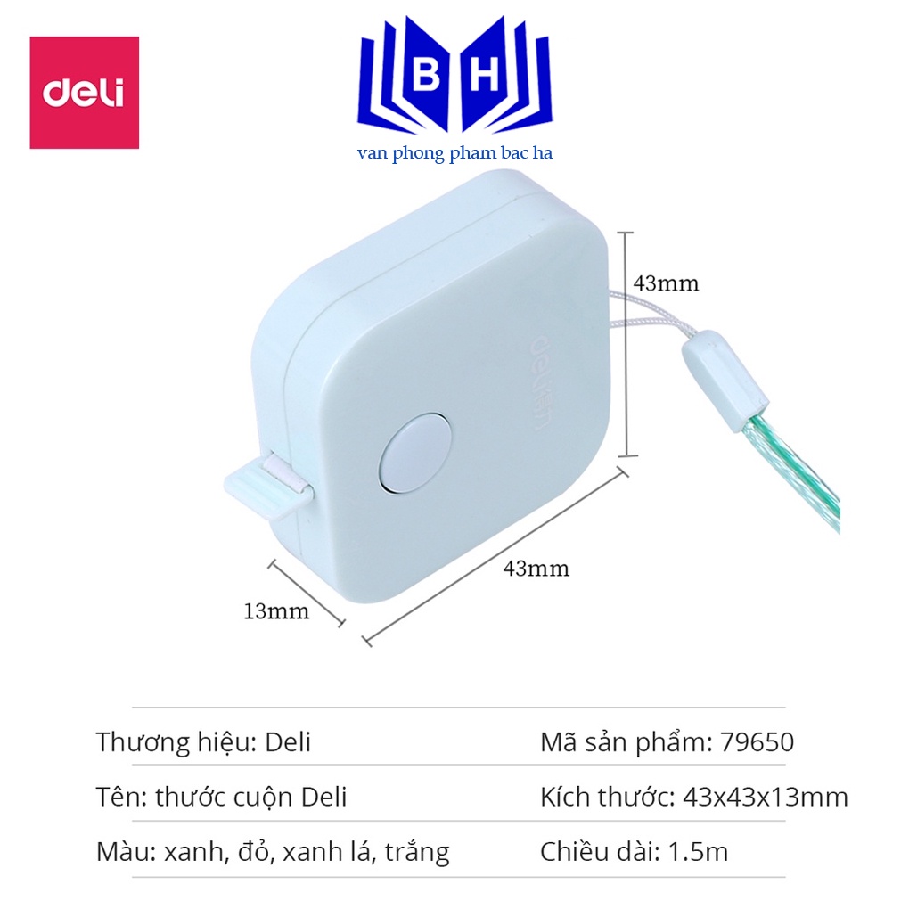 Thước dây cuộn Deli - 1.5m  - 79650 ( màu ngẫu nhiên )