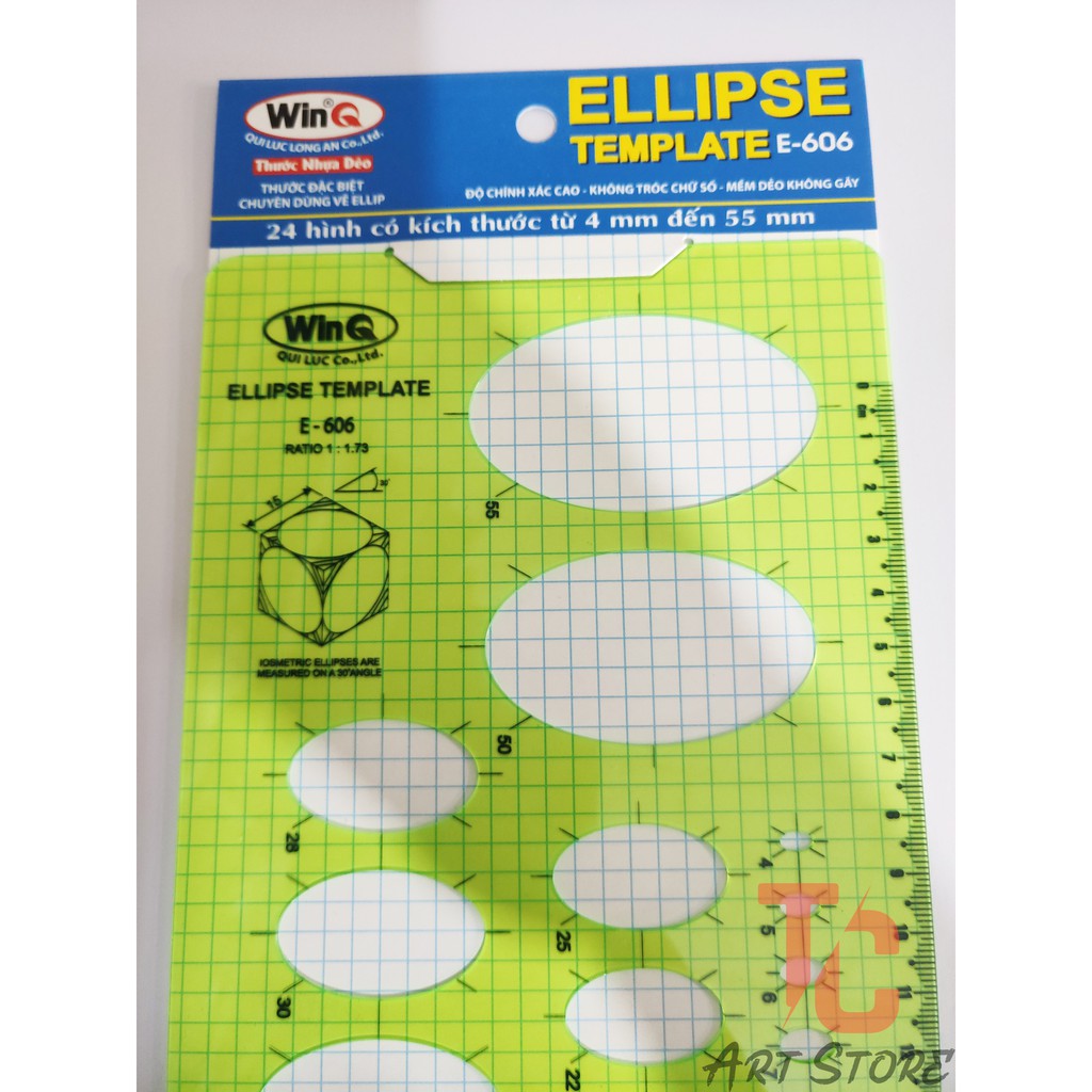 Thước Ellip, Thước Vẽ Kỹ Thuật, Ellipse Template Ruler E-606