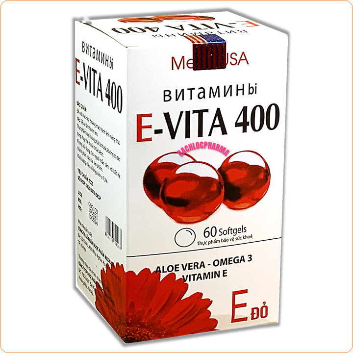 Viên uống đẹp da Evita 400 vitamin E đỏ - Giúp Da Trắng Sáng, Mờ Các Vết Thâm Sẹo, Nám Tàn Nhang-Hộp 60 Viên
