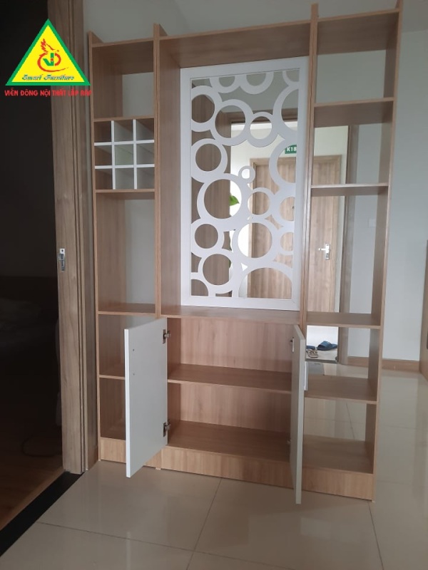 Vách Ngăn Tủ Kệ Họa Tiết Hiện Đại ( 1 Vách 2 Kệ) - Nội thất lắp ráp Viendong Adv