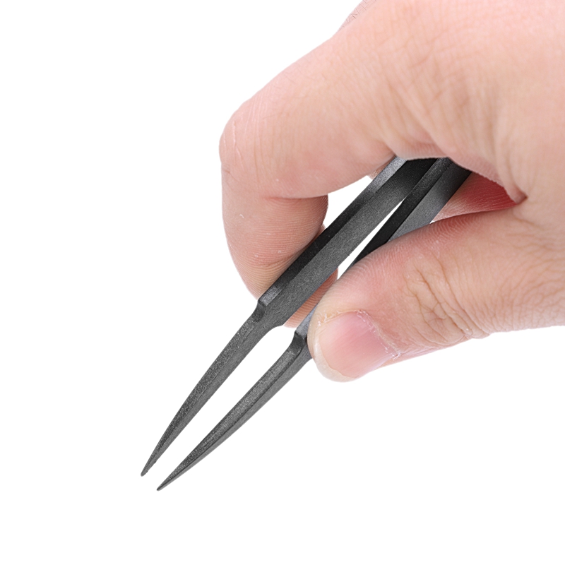 6PCS Precision Tweezer Set Plastic Anti Static Tool Kit Size 1/2/3/5/6/8 each one(Black)