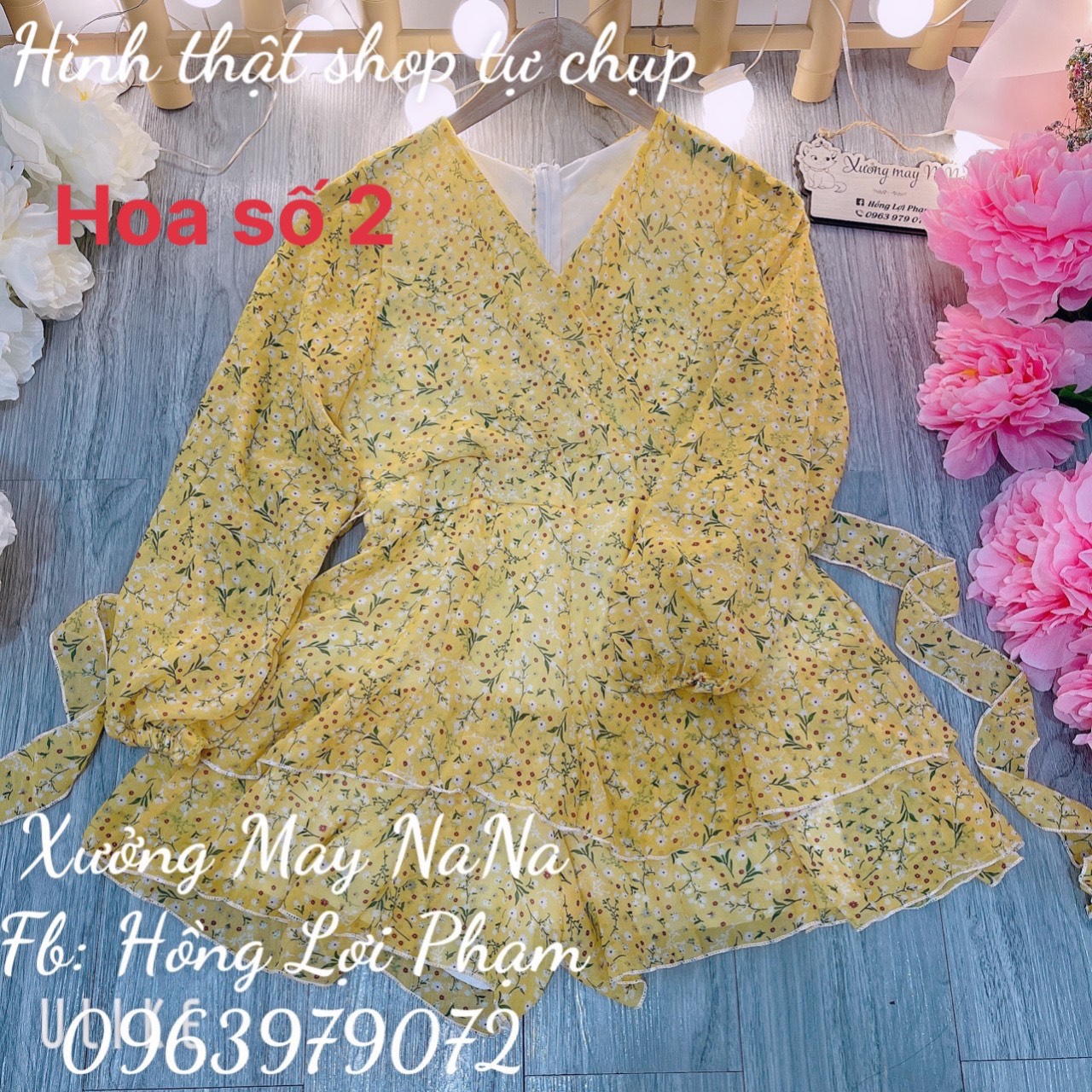 Jum hoa tay dài cột nơ