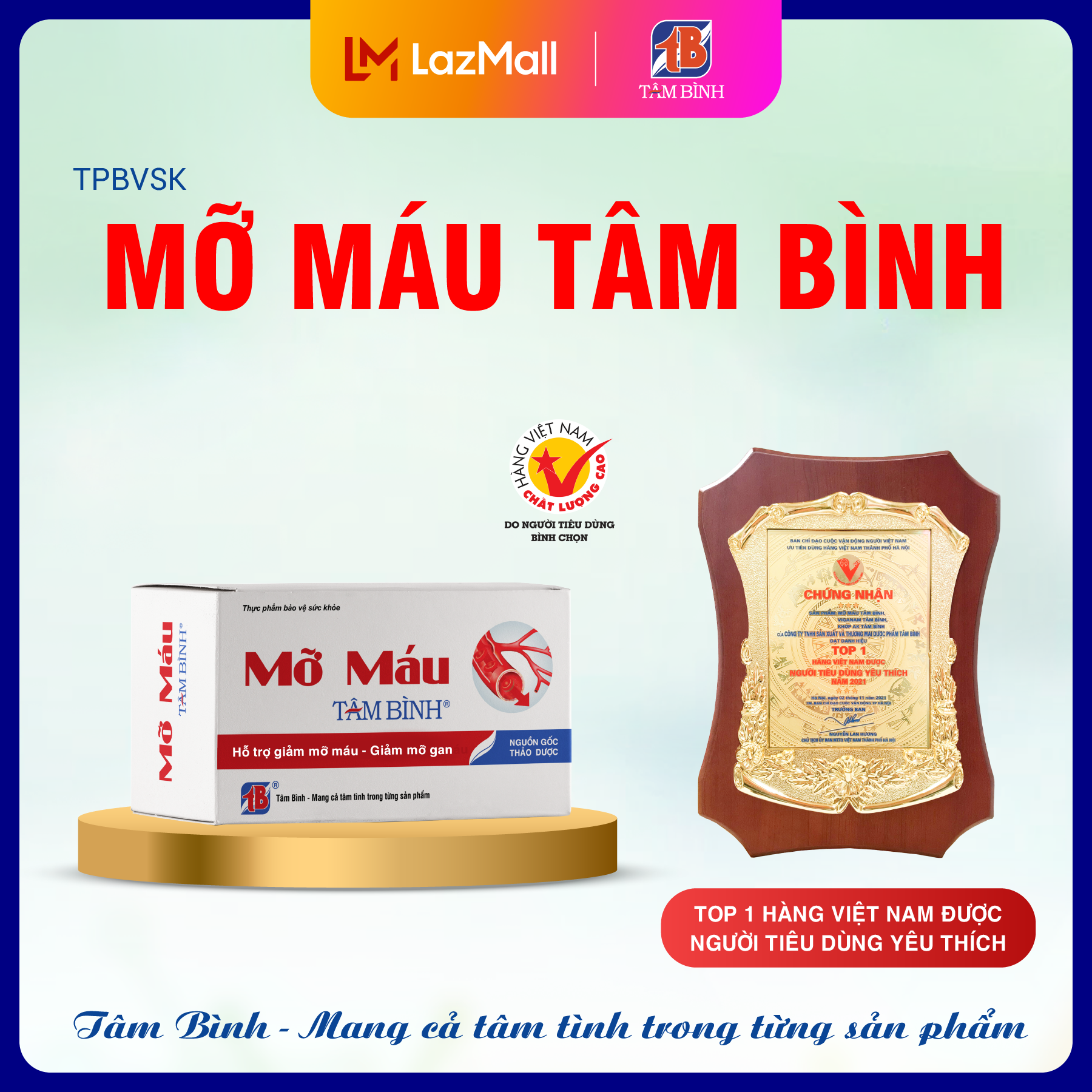 Viên uống Hỗ trợ giảm mỡ máu Tâm Bình, giảm cholesterol và triglyceride, hỗ trợ giảm nguy cơ xơ vữa mạch máu