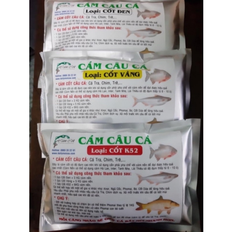 Gói Cám Cốt K52-Vàng-Đen-Bịch (500gr)-cám cốt k52 câu cá