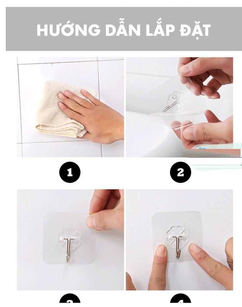 Combo 5 Móc Treo Dán Tường Trong Suốt Siêu Dính Tiện Lợi