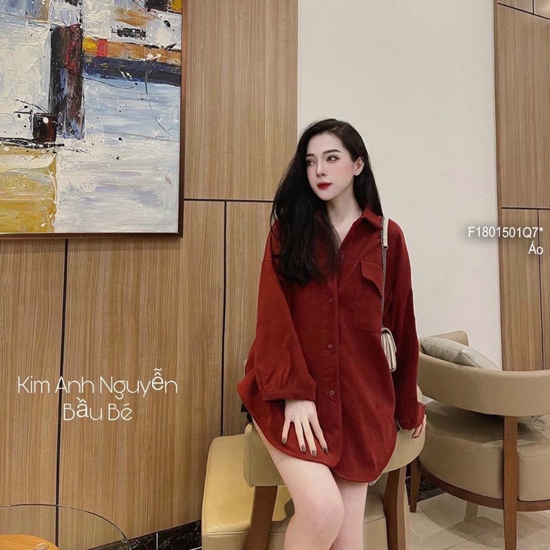 Áo sơ mi thô đỏ