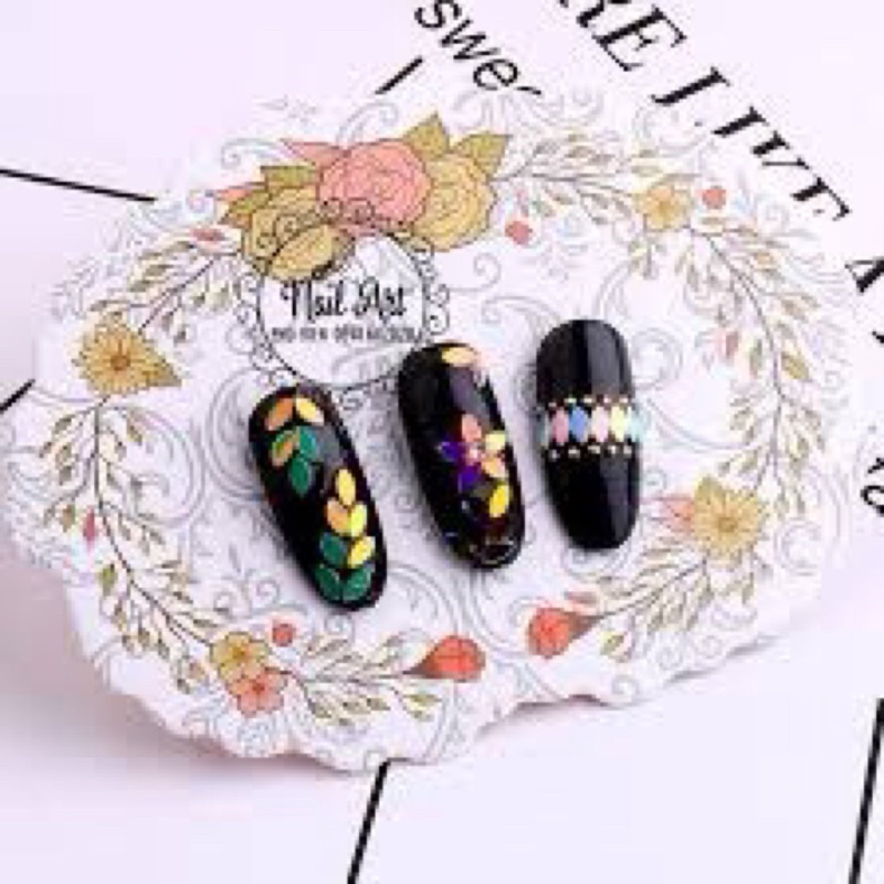 Set nhũ kim sa hình lá trang trí móng siêu đẹp