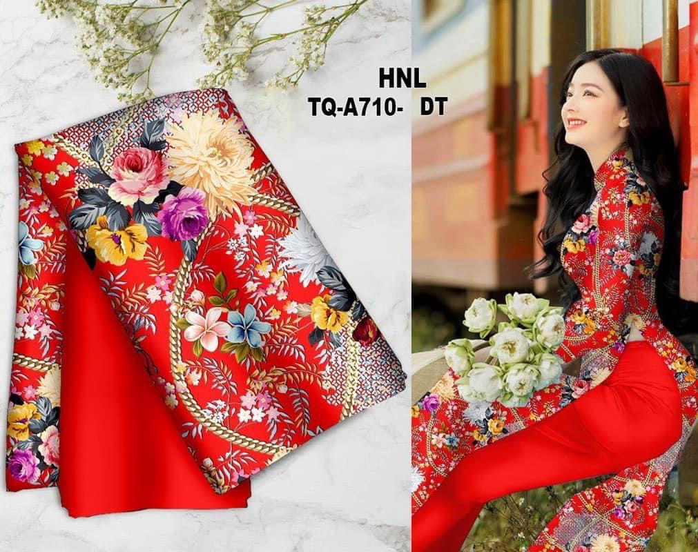 Vải áo dài hoa xinh hiện đại