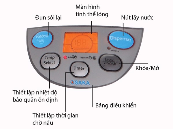 BÌNH THỦY ĐIỆN OSAKA APE-403S 4 LÍT (4 CHẾ ĐỘ GIỮ ẤM 45-60-85-98)
