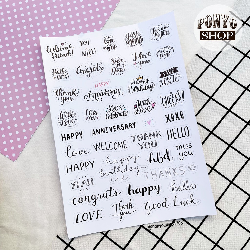 💗 Set 40 sticker 𝐁𝐞𝐬𝐭 𝐖𝐢𝐬𝐡𝐞𝐬 - Happy anniversary (cắt sẵn) trang trí sổ tay
