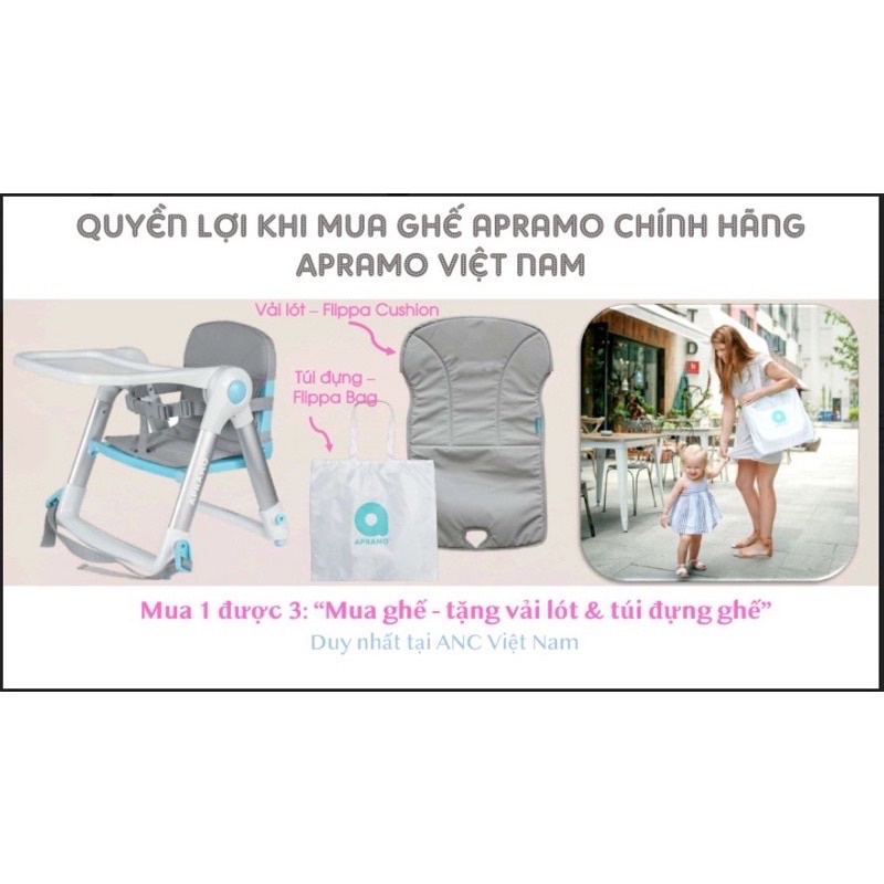 ( BH CHÍNH HÃNG - FULL PHỤ KIỆN- TẶNG 1 EHON) Ghế ăn dặm gấp gọn Flippa Apramo 2022 full box
