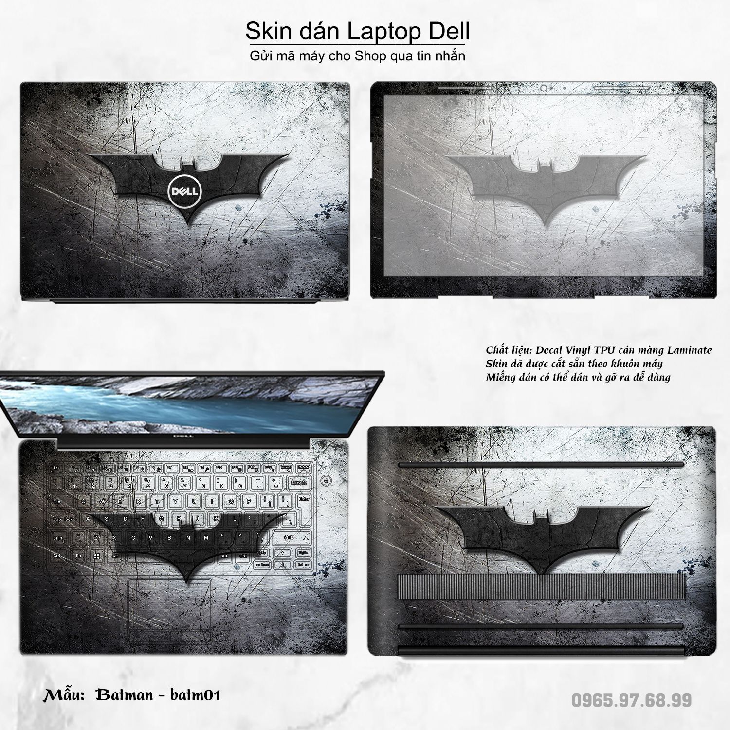 Decal Skin dán Laptop Dell mẫu Batman (inbox mã máy cho shop)