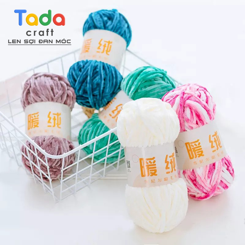 Len Nhung Chenille Sợi Siêu Mềm Mại Cuộn 100gr