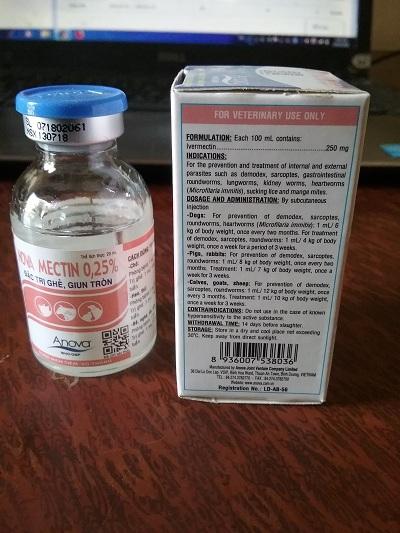 Nova Mectin 0.25% 20ML - ghẻ, giun tròn