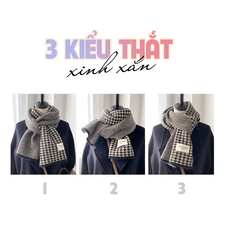 Khăn Len Choàng Cổ 2 Mặt Răng Cưa Cỡ Dài Dày Ấm - 100style