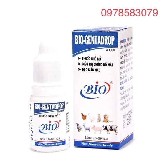 Bio Gentadrop(10ml) Gà đá, gà kiểng, thú cảnh có bọt mắt, sùi bọt, đau mắt dùng trong Thú Y