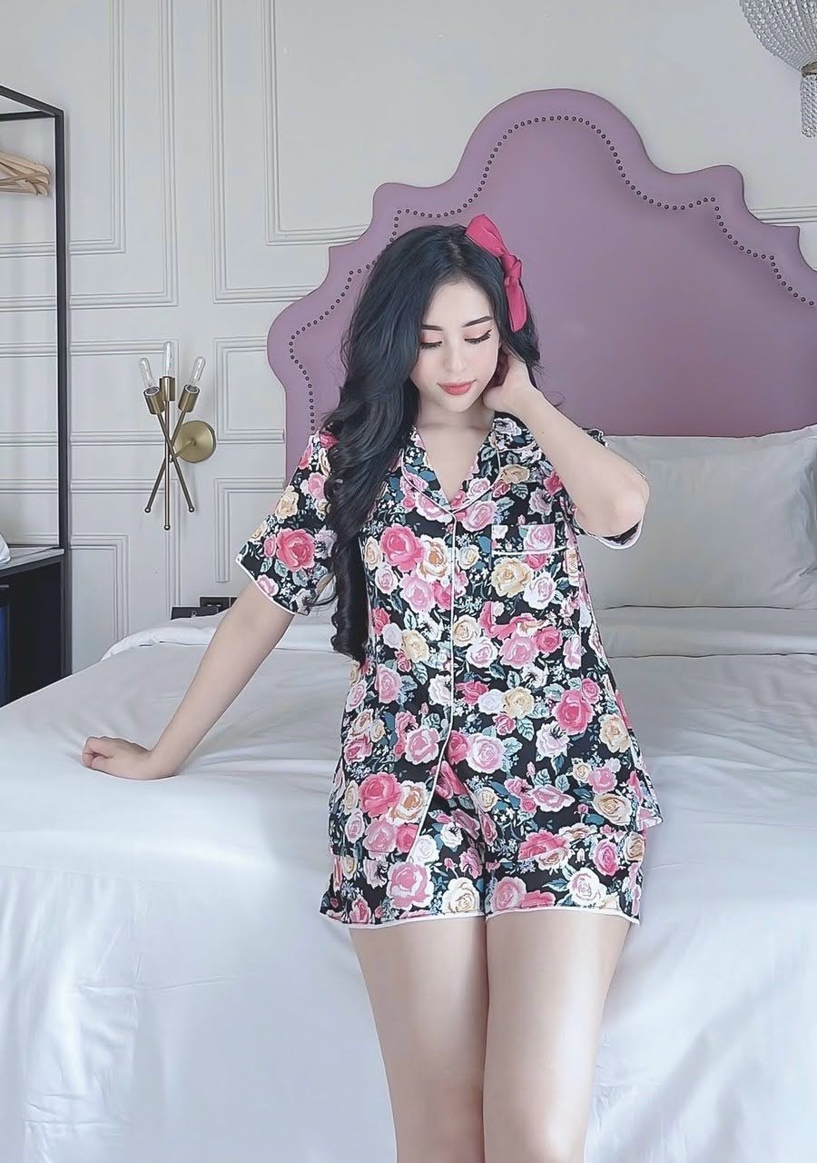 Xả KHO GIÁ RẺ Combo 3 bộ pijama lụa mango quần đùi