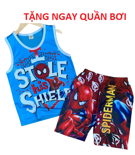 Bộ ba lỗ thun cotton 4c Mịn đẹp size đại cho bé trai từ 20 đến 40kg Đồ bộ bé trai size đại