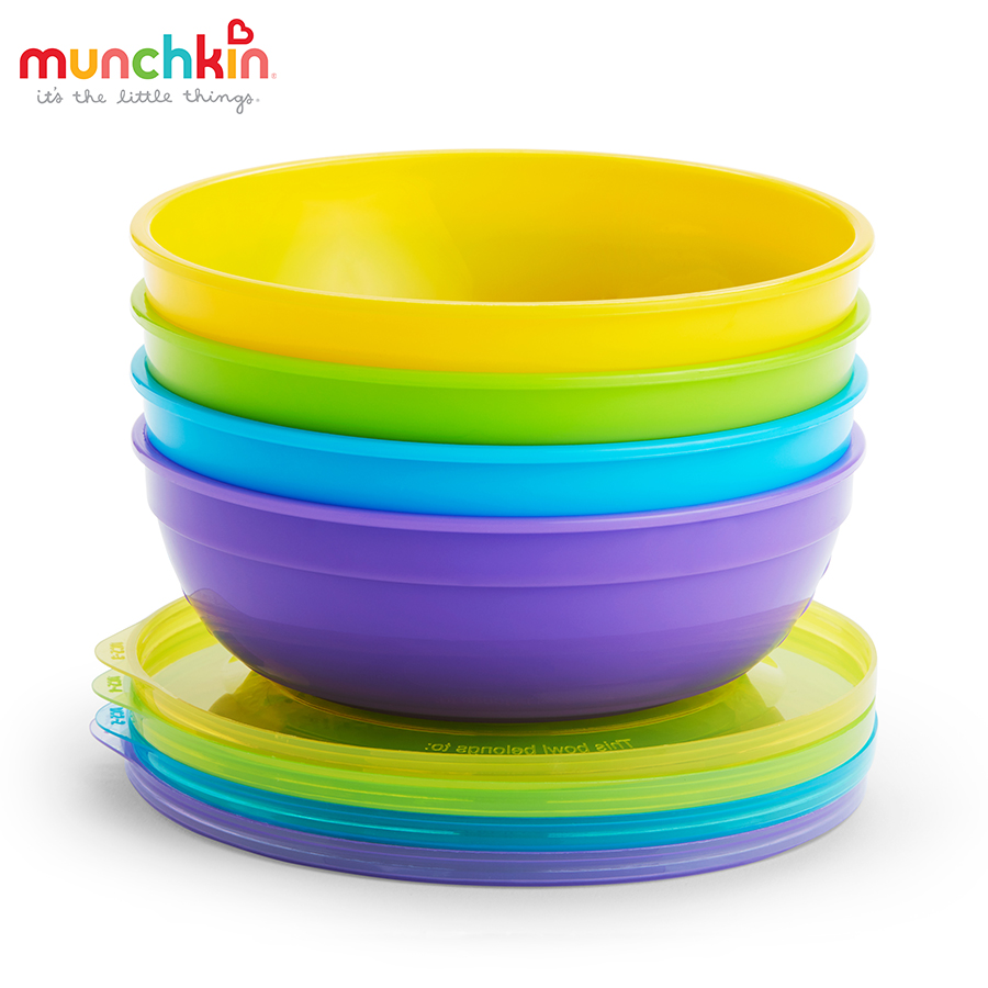 Bộ 4 bát có nắp + 2 thìa Munchkin